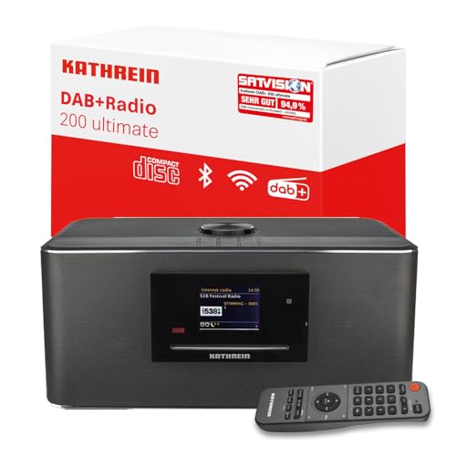 Kathrein DAB+ 200 Ultimate I DAB Plus Radio mit CD Player I Digitalradio DAB+ & UKW, Internetradio I WLAN Radio mit Bluetooth für Streaming, Aux 3,5mm I Radio mit Fernbedienung & App-Steuerung von Kathrein