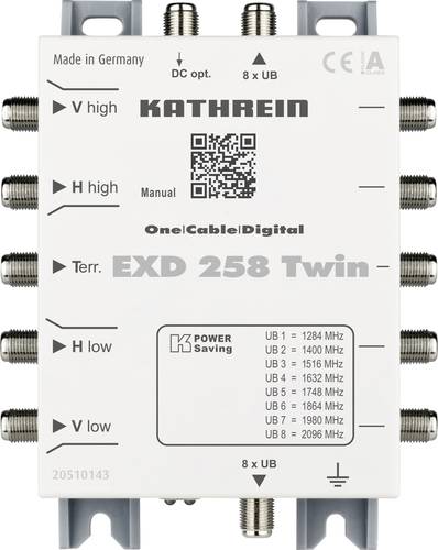 Kathrein EXD 258 Twin SAT Multischalter Kaskade Unicable Eingänge (Multischalter): 5 (4 SAT/1 terre von Kathrein