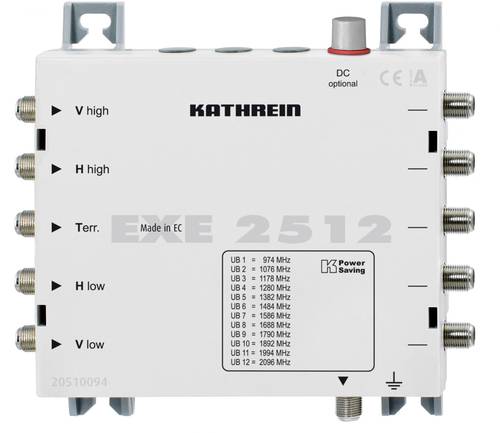 Kathrein EXE 2512 SAT Multischalter Kaskade Unicable Eingänge (Multischalter): 5 (4 SAT/1 terrestri von Kathrein