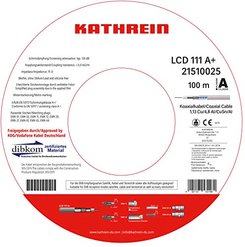 Kathrein LCD 111 Koaxialkabel 1,13/6,9 mm PVC 100 m Einwegspule weiß von Kathrein
