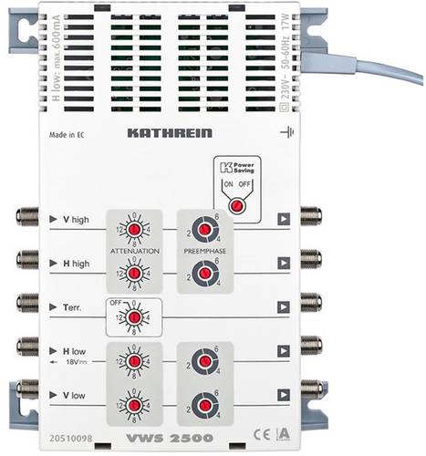 Kathrein VWS 2500 SAT Multischalter Eingänge (Multischalter): 5 (4 SAT/1 terrestrisch) von Kathrein