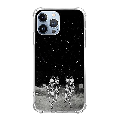 KatocZarl Tanzende Totenköpfe, kompatibel mit iPhone 15 Pro Max, Hippie-Skeletons, Handyhülle für iPhone 15 Pro Max für Damen und Herren, cooles, trendiges Design, TPU-Stoßfänger, Schutzhülle von KatocZarl