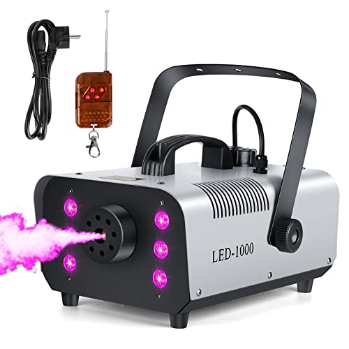 Katomi 1000W Nebelmaschine mit DMX-Steuerbare, 6 LED RGB Effekt Licht Smoke Machine,Fog Rauchmaschine mit Funkfernbedienungen für DJ Disco Party,Halloween,Hochzeiten Weihnachten von Katomi