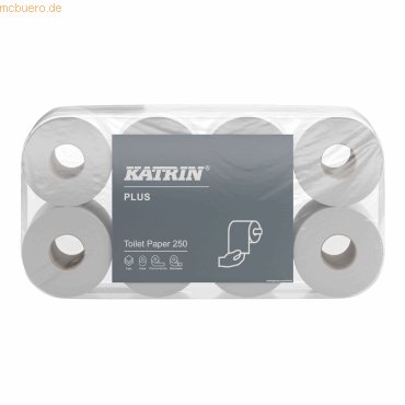Katrin Toilettenpapier Plus 11711 3-lagig 250 Blatt 8 Rollen Katrin Toilettenpapier Plus 11711 3-lagig 250 Blatt 8 Rollen von Katrin