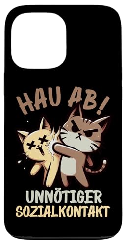 Hau Ab Unnötiger Sozialkontakt Katze Anime Katzenliebhaber Hülle für iPhone 13 Pro Max von Katze Tier Lustiger Sarkasmus Sarkastische Sprüche