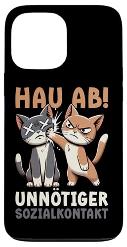 Hau Ab Unnötiger Sozialkontakt Katze Anime Katzenliebhaber Hülle für iPhone 13 Pro Max von Katze Tier Lustiger Sarkasmus Sarkastische Sprüche