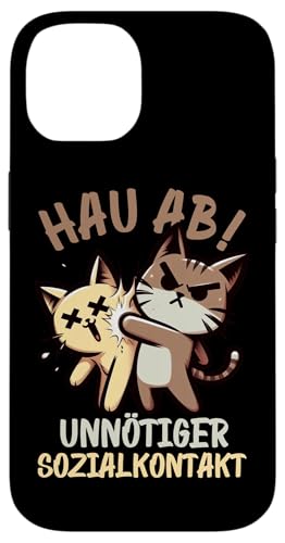 Hau Ab Unnötiger Sozialkontakt Katze Anime Katzenliebhaber Hülle für iPhone 14 von Katze Tier Lustiger Sarkasmus Sarkastische Sprüche