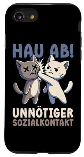Hau Ab Unnötiger Sozialkontakt Katze Anime Katzenliebhaber Hülle für iPhone SE (2020) / 7 / 8 von Katze Tier Lustiger Sarkasmus Sarkastische Sprüche