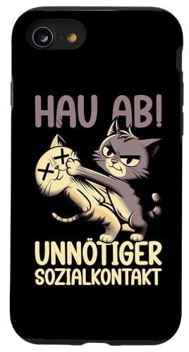Hau Ab Unnötiger Sozialkontakt Katze Anime Katzenliebhaber Hülle für iPhone SE (2020) / 7 / 8 von Katze Tier Lustiger Sarkasmus Sarkastische Sprüche