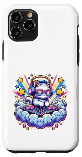 DJ Kitty Mit Kopfhörer Auf Wolken Party Hülle für iPhone 11 Pro von Katzenmusik Kopfhörer DJ Wolken Sterne