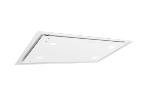 KAUFMANN Deckenhaube Tegmento 90 WH, Dunstabzugshaube 90 cm, 850m³/ h, Weiß Glas, Ab-Umluft von Kaufmann