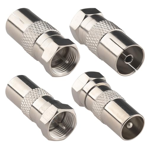 Kaunosta F auf TV Typ Antennenstecker, 75 Ohm, F-Stecker auf TV-Typ-Pal-Stecker, Buchse, RF-Koaxialadapter, Stecker-Kit für TV, Satellit, FM-Koaxialkabel, Antennenkabel, 4 Stück Kaunosta F auf TV Typ Antennenstecker, 75 Ohm, F-Stecker auf TV-Typ-Pal-Stecker, Buchse, RF-Koaxialadapter, Stecker-Kit für TV, Satellit, FM-Koaxialkabel, Antennenkabel, 4 Stück von Kaunosta