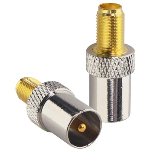 Kaunosta TV-Antennenadapter, SMA auf TV-Koaxial-Stecker, SMA-Buchse auf TV-Stecker, Adapter, Konverter (Platte mit Nickel), Satellitenstecker-Schraube für Antennenadapter, Verbindungskabel, Adapter, 2 von Kaunosta