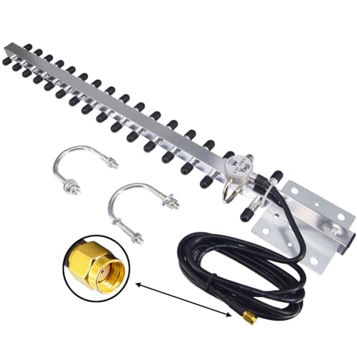 Yagi WiFi Antenne 2.4GHz 25dBi RP-SMA Adapter Hohe Verstärkung Yagi Richtantenne Booster mit 1.5M Kabel Lange Reichweite für Netzwerk Router/Reapter/Erweiterung Netzwerk PCI Karte/Sicherheitskamera von Kaunosta