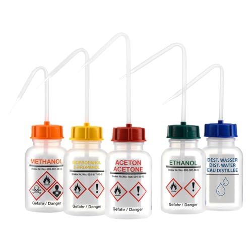 Kautex Serie 303 LDPE Weithals-Spritzflaschen mit "Aceton" 3-sprachiger Aufdruck Nr.1-3202, 500mL Kapazität, Natur von Kautex
