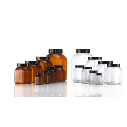 Kautex Series 310 PETG Vierkantig Weithalsbehälter ohne Verschluss, 200mL Kapazität, Klarsichtig, 406 Stück von Kautex