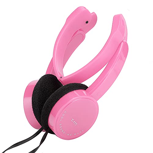 Faltbares Headset mit Mikrofon, Nudelkabel, 4 Farben, 3,6 -Fuß -Kabel, Omnidirektionalmikrofon für Skype -Anrufe, Kinderkopfhörer mit Mikrofon (Rosa) von Kavolet