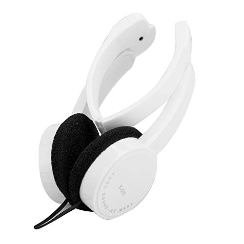 Faltbares Headset mit Mikrofon, Nudelkabel, 4 Farben, 3,6 -Fuß -Kabel, Omnidirektionalmikrofon für Skype -Anrufe, Kinderkopfhörer mit Mikrofon (Weiß) von Kavolet