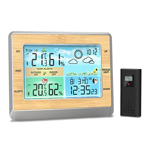 Kavolet Wetterstation Funk mit Außensensor, Innen-Außenthermometer Hygrometer, 6-Zoll-Farb-LED-Anzeige, 4 Helligkeitsstufen, USB-Ladeanschluss, Barometer, Mondphase, Komfortleiste Kavolet Wetterstation Funk mit Außensensor, Innen-Außenthermometer Hygrometer, 6-Zoll-Farb-LED-Anzeige, 4 Helligkeitsstufen, USB-Ladeanschluss, Barometer, Mondphase, Komfortleiste von Kavolet