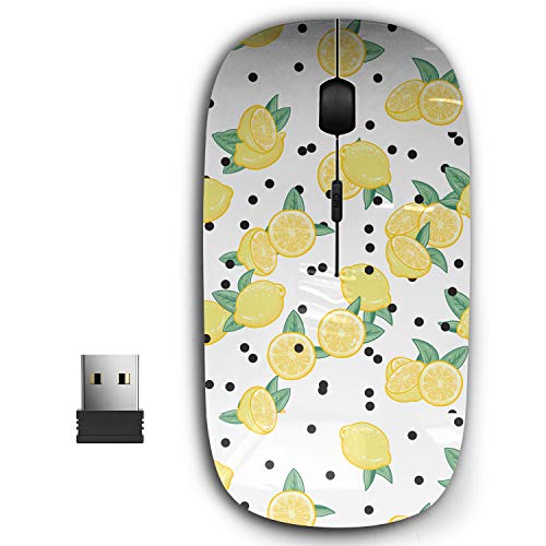 2,4 G Ergonomische, tragbare USB-Maus für PC, Laptop, Computer, Notebook mit Nano-Empfänger (Cartoon-Zitronen) von KawaMouse