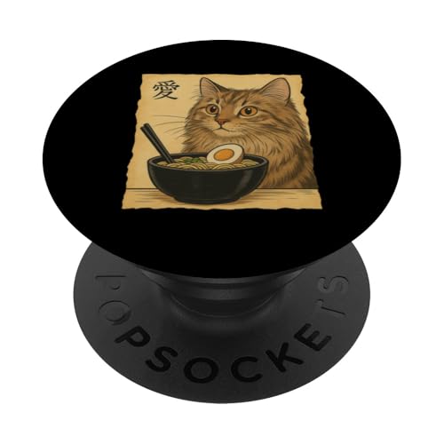Cute Maine Coon Cat Eating Ramen Noodles Japanese PopSockets Klebender PopGrip Cute Maine Coon Cat Eating Ramen Noodles Japanese PopSockets Klebender PopGrip von Kawaii Cat Eating Ramen Noodles Apparel