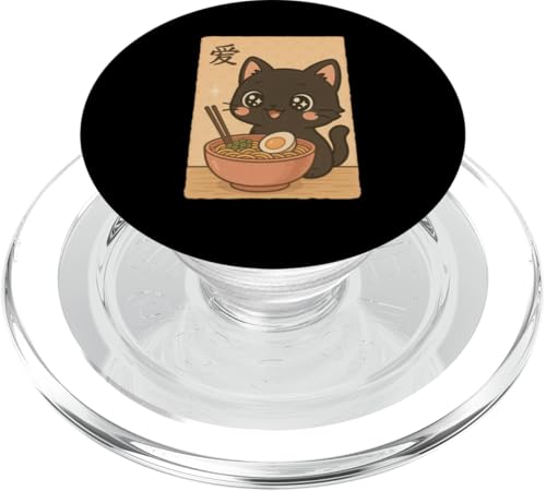 Kawaii Black Cat Eating Ramen Noodles Japanese PopSockets PopGrip für MagSafe Kawaii Black Cat Eating Ramen Noodles Japanese PopSockets PopGrip für MagSafe von Kawaii Cat Eating Ramen Noodles Apparel