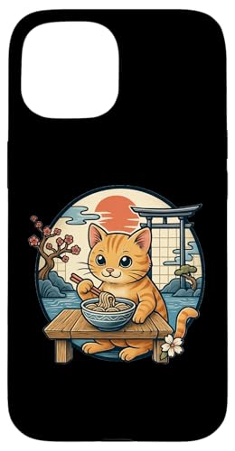 Kawaii Cat Eating Ramen Noodles Japanese Hülle für iPhone 15 von Kawaii Cat Eating Ramen Noodles Apparel