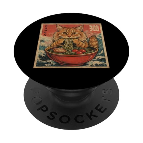 Kawaii Maine Coon Cat Eating Ramen Noodles Japanese PopSockets Klebender PopGrip Kawaii Maine Coon Cat Eating Ramen Noodles Japanese PopSockets Klebender PopGrip von Kawaii Cat Eating Ramen Noodles Apparel