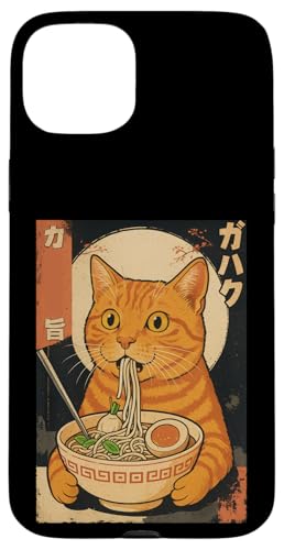 Kawaii Orange Cat Eating Ramen Noodles Japanese Hülle für iPhone 15 Plus von Kawaii Cat Eating Ramen Noodles Apparel