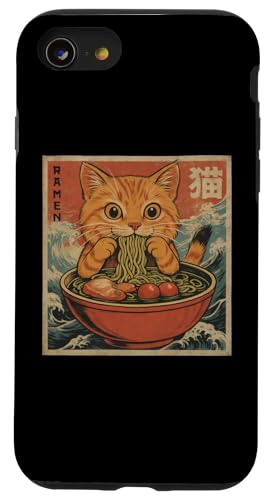 Kawaii Orange Cat Eating Ramen Noodles Japanese Hülle für iPhone SE (2020) / 7 / 8 von Kawaii Cat Eating Ramen Noodles Apparel