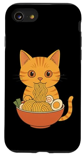 Kawaii Orange Cat Eating Ramen Noodles Japanese Hülle für iPhone SE (2020) / 7 / 8 von Kawaii Cat Eating Ramen Noodles Apparel