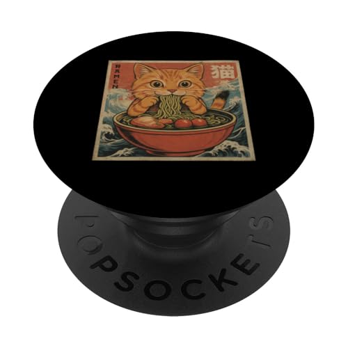 Kawaii Orange Cat Eating Ramen Noodles Japanese PopSockets Klebender PopGrip Kawaii Orange Cat Eating Ramen Noodles Japanese PopSockets Klebender PopGrip von Kawaii Cat Eating Ramen Noodles Apparel