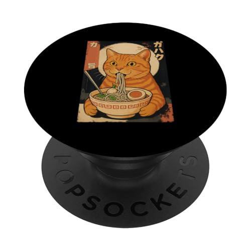 Kawaii Orange Cat Eating Ramen Noodles Japanese PopSockets Klebender PopGrip Kawaii Orange Cat Eating Ramen Noodles Japanese PopSockets Klebender PopGrip von Kawaii Cat Eating Ramen Noodles Apparel