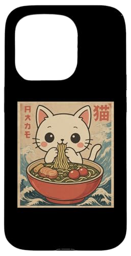 Kawaii White Cat Eating Ramen Noodles Japanese Hülle für iPhone 15 Pro von Kawaii Cat Eating Ramen Noodles Apparel