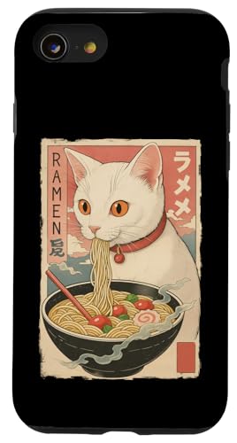 Kawaii White Cat Eating Ramen Noodles Japanese Hülle für iPhone SE (2020) / 7 / 8 von Kawaii Cat Eating Ramen Noodles Apparel