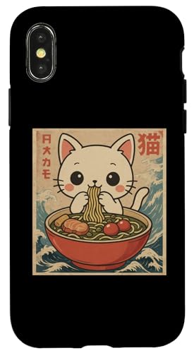 Kawaii White Cat Eating Ramen Noodles Japanese Hülle für iPhone X/XS Kawaii White Cat Eating Ramen Noodles Japanese Hülle für iPhone X/XS von Kawaii Cat Eating Ramen Noodles Apparel
