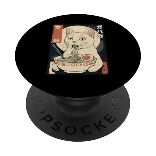 Kawaii White Cat Eating Ramen Noodles Japanese PopSockets Klebender PopGrip Kawaii White Cat Eating Ramen Noodles Japanese PopSockets Klebender PopGrip von Kawaii Cat Eating Ramen Noodles Apparel