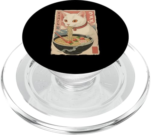 Kawaii White Cat Eating Ramen Noodles Japanese PopSockets PopGrip für MagSafe Kawaii White Cat Eating Ramen Noodles Japanese PopSockets PopGrip für MagSafe von Kawaii Cat Eating Ramen Noodles Apparel