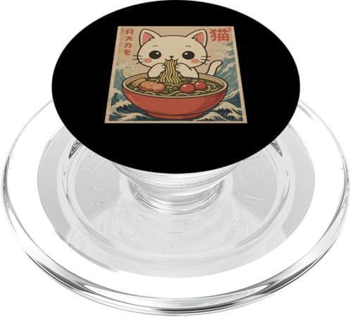 Kawaii White Cat Eating Ramen Noodles Japanese PopSockets PopGrip für MagSafe Kawaii White Cat Eating Ramen Noodles Japanese PopSockets PopGrip für MagSafe von Kawaii Cat Eating Ramen Noodles Apparel