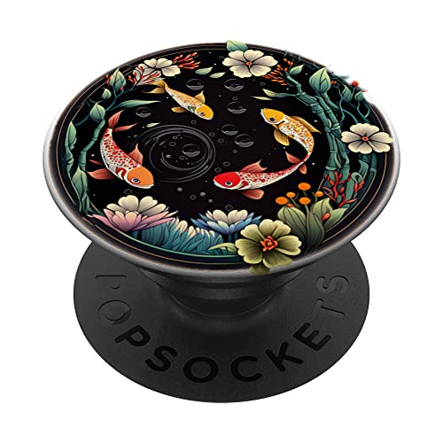 Entzückender charmanter und farbenfroher Kawaii-Koi-Fisch PopSockets mit austauschbarem PopGrip von Kawaii Cutey Landscape Paintings