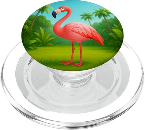 Niedlicher Flamingo im Dschungel Cartoon Kawaii Flamingo PopSockets PopGrip für MagSafe von Kawaii Jungle Animals
