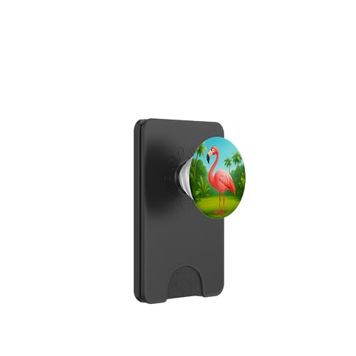 Niedlicher Flamingo im Dschungel Cartoon Kawaii Flamingo PopSockets PopWallet für MagSafe von Kawaii Jungle Animals