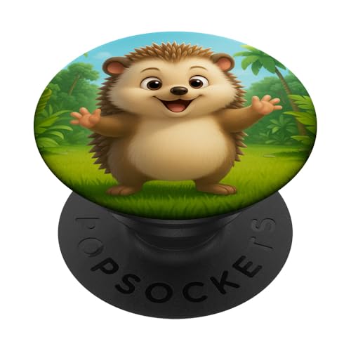 Niedlicher Igel im Dschungel lächelnder glücklicher Kawaii-Igel PopSockets Klebender PopGrip von Kawaii Jungle Animals