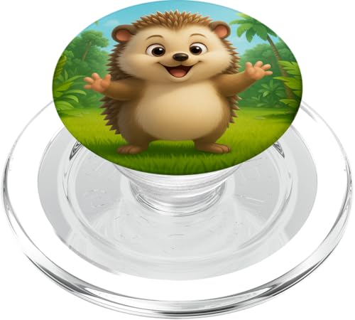 Niedlicher Igel im Dschungel lächelnder glücklicher Kawaii-Igel PopSockets PopGrip für MagSafe von Kawaii Jungle Animals