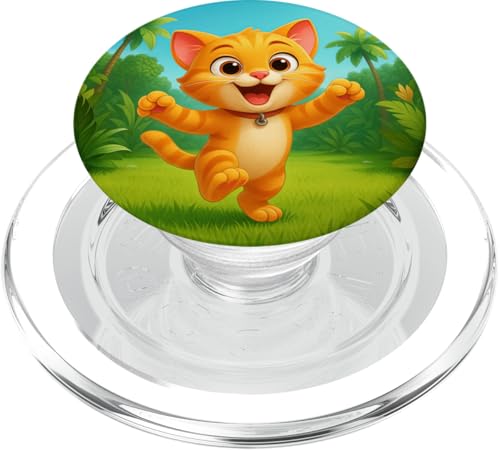 Niedliches Kätzchen im Dschungel Cartoon Happy Kawaii Katze PopSockets PopGrip für MagSafe von Kawaii Jungle Animals