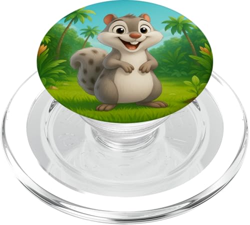 Niedliches Streifenhörnchen im Dschungel, lächelnd, glückliches Kawaii-Streifenhörnchen PopSockets PopGrip für MagSafe von Kawaii Jungle Animals
