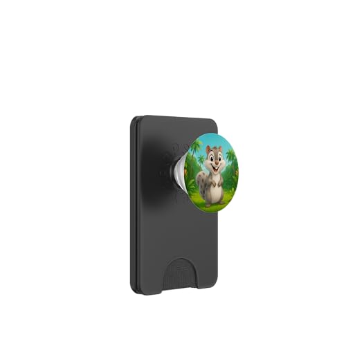 Niedliches Streifenhörnchen im Dschungel, lächelnd, glückliches Kawaii-Streifenhörnchen PopSockets PopWallet für MagSafe von Kawaii Jungle Animals