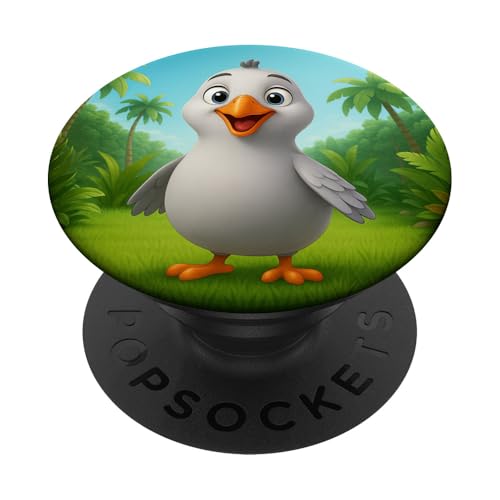 Süße Taube im Dschungel, lächelnder glücklicher Kawaii-Vogel PopSockets Klebender PopGrip von Kawaii Jungle Animals