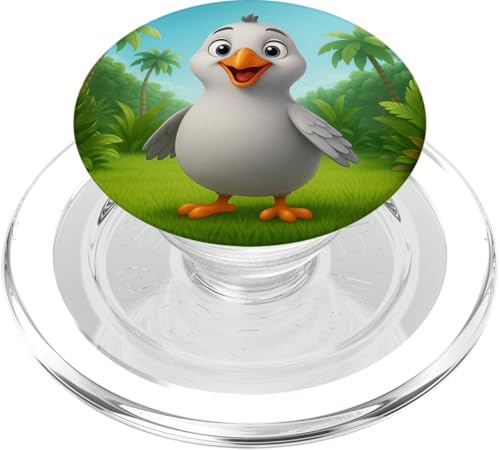Süße Taube im Dschungel, lächelnder glücklicher Kawaii-Vogel PopSockets PopGrip für MagSafe von Kawaii Jungle Animals