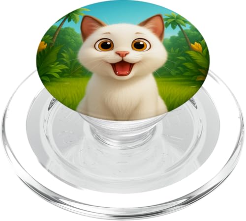 Süße lustige Katze im Dschungel Cartoon Kawaii Katze PopSockets PopGrip für MagSafe von Kawaii Jungle Animals